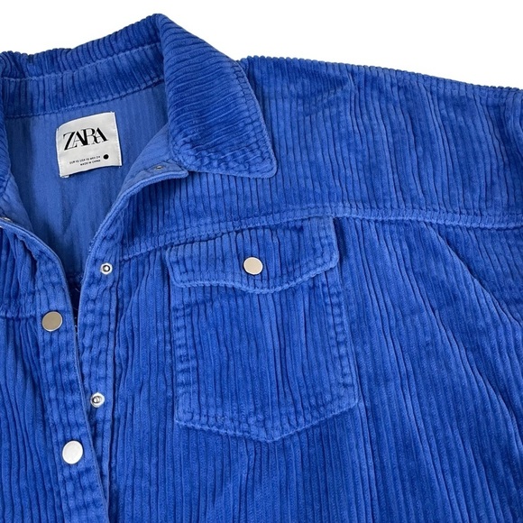 Zara Cobalt Blue Oversized Corduroy Jacket Shacket - Picture 11 of 16